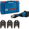 Bosch Professional GPT 18V-32 bezvadu presēšanas instruments, Solo versija, Kit TH, 18V, zils, bez akumulatora un lādētāja, 3 standarta TH presēšanas spīles, L-BOXX