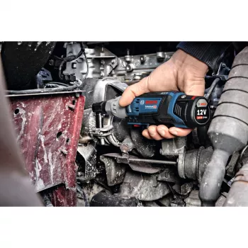 BOSCH Professional GRC 12V-60 3/8 SN bezvadu griežņu uzgriežņu atslēga, 3/8 collu piedziņa, 60 Nm, 12V, zila/melna (bez akumulatora)