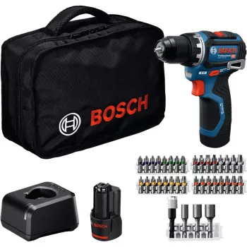 Bosch Professional GSR 12V-32 bezvadu urbjskrūvgriezis (12V, 2x 2.0Ah Li-Ion, 36-daļīgs piederumu komplekts, instrumentu soma, zils/melns)