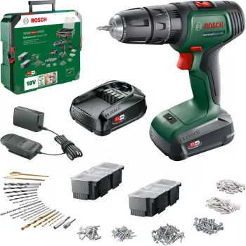 BOSCH UniversalImpact 18V Bezvadu Triecinurbis (Zaļš/Melns, 2x1.5Ah Li-Ion, 241-daļu Komplekts)