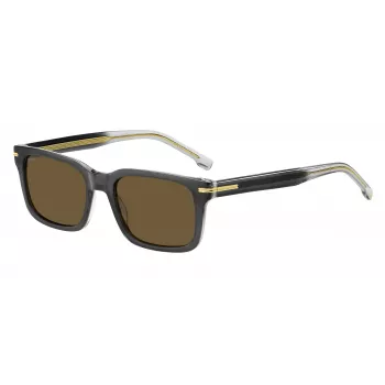BOSS BOSS1628SKB7 Vīriešu taisnstūra saulesbrilles tumšā Havana pelēkā
