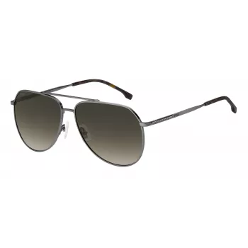 BOSS Man BOSS1447SKJ1G Taisnstūra saulesbrilles - Melns acetāta rāmis, Pelēkas polikarbonāta lēcas, UV400 aizsardzība