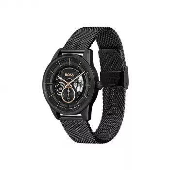 BOSS Men's Velocity Chronograph Quartz Watch 42mm Blue Dial Stainless Steel Mesh 1514035