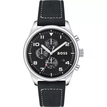 BOSS Vīriešu Pulkstenis 1513987 44mm Nerūsējošais Tērauds Zils Ciparnīca Hronogrāfs