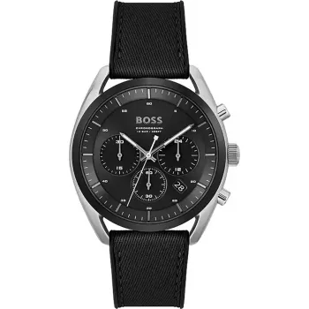 BOSS vīriešu pulkstenis 1514091 44mm zils ciparnīca brūna ādas siksniņa hronogrāfs kvarcs