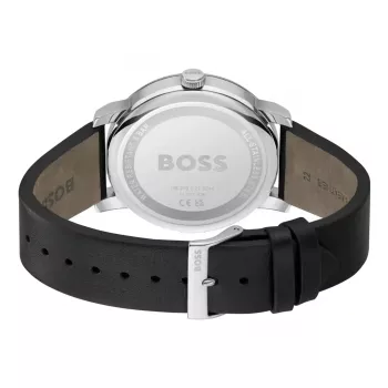 BOSS vīriešu pulkstenis 1514125 Velocity Quartz Chronograph 44 mm zils ciparnīca brūna ādas siksniņa