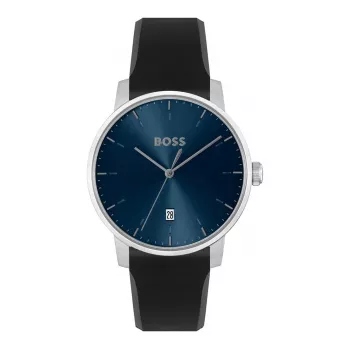 BOSS vīriešu pulkstenis 1514131 40mm kvarca hronogrāfs nerūsējošā tērauda korpuss melna ādas siksniņa