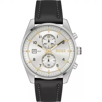 BOSS vīriešu pulkstenis 1514147 44mm nerūsējošā tērauda zils ciparnīcas hronogrāfs