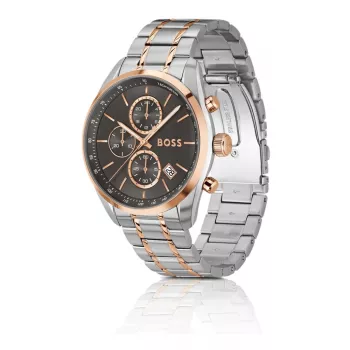 BOSS vīriešu pulkstenis 1514252 44mm hronogrāfs kvarcs nerūsējošais tērauds silikons melns