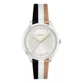 BOSS sieviešu 1502694 kvarca analogais pulkstenis 35mm sudraba nerūsējošā tērauda sieta