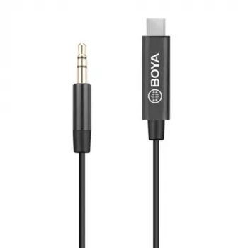 BOYA BY-K2 USB-C uz 3,5mm TRRS Audio Adaptera Kabelis (20cm, Melns)