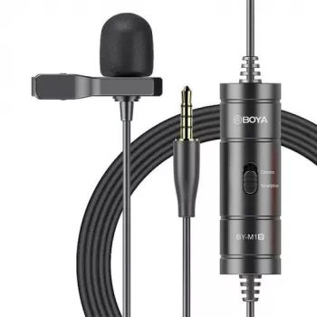 BOYA BY-M1S Omnidirectional Lavalier Mikrofons, 3,5mm Savienotājs, Melns