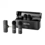 BOYA BY-V4 bezvadu mikrofonu sistēma 2.4GHz ar 4 raidītājiem un 1 uztvērēju (3.5mm savienotājs) Melna