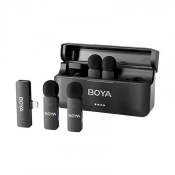 BOYA BY-V4D bezvadu mikrofonu sistēma ar 4 raidītājiem un 1 Lightning uztvērēju (melns)