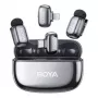 BOYA Mini 2-01 bezvadu mikrofonu sistēma ar AI trokšņu slāpēšanu, 2 raidītāji un 2 uztvērēji (USB-C un Lightning), Space Gray