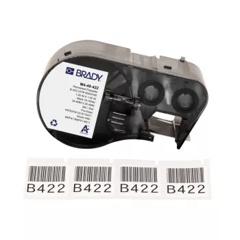 Brady M4-49-422 pašlaminējošu vinila etiķešu ruļļa kārtridžs, 48.26mm x 6.4m, balts, BMP41/BMP51/BMP53/M511