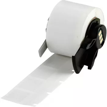 Brady M6-20-362 Pretviltošanas metāla poliestera etiķetes, sudraba, spīdīgas, 25,40 x 50,80 mm, pastāvīga akrila līme, 100 etiķetes/rulī