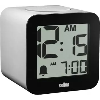 Braun BC 25 WP Baltais kvarca modinātājpulkstenis ar balss paziņojumu (67710)