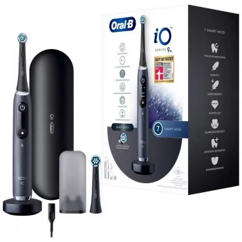 Braun Oral-B iO 9N elektriskā zobu birste ar 2 uzgaļiem un ceļojumu futrāli, Black Onyx 4210201408680
