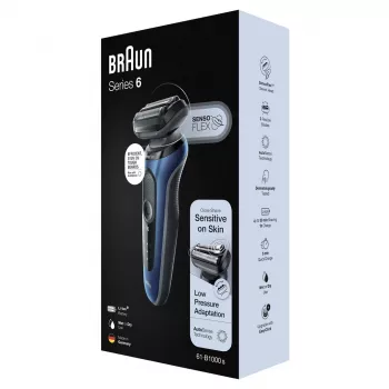Braun Series 61 - B1000s elektriskais skuveklis slapjai un sausai skūšanai, zils