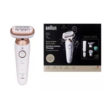 Braun Silk-épil 9 3D SES9-481 bezvadu mitrā un sausā epilators ar 40 pincetēm, SensoSmart, Smartlight, trimeri, balts/rozā zelts