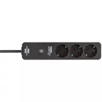 BRENNENSTUHL Connect Ecolor WLAN Power Strip 3-Way (White/Black, 1,5 m Cable, Voice Control, Timer, App)