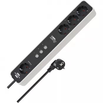 Brennenstuhl Connect Ecolor WLAN Smart Power Strip 4-Way (White/Black, 1,5 m Cable, Voice Control, Timer, App)