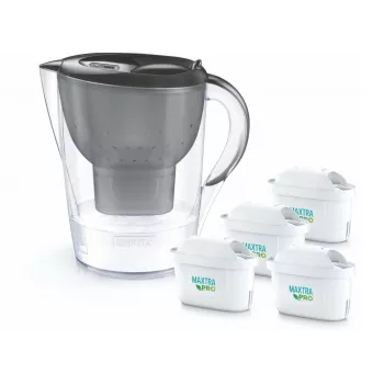 Brita Marella+ ūdens filtra krūze ar 4 Maxtra Pro Power kasetnēm, 2.4L, Graphite