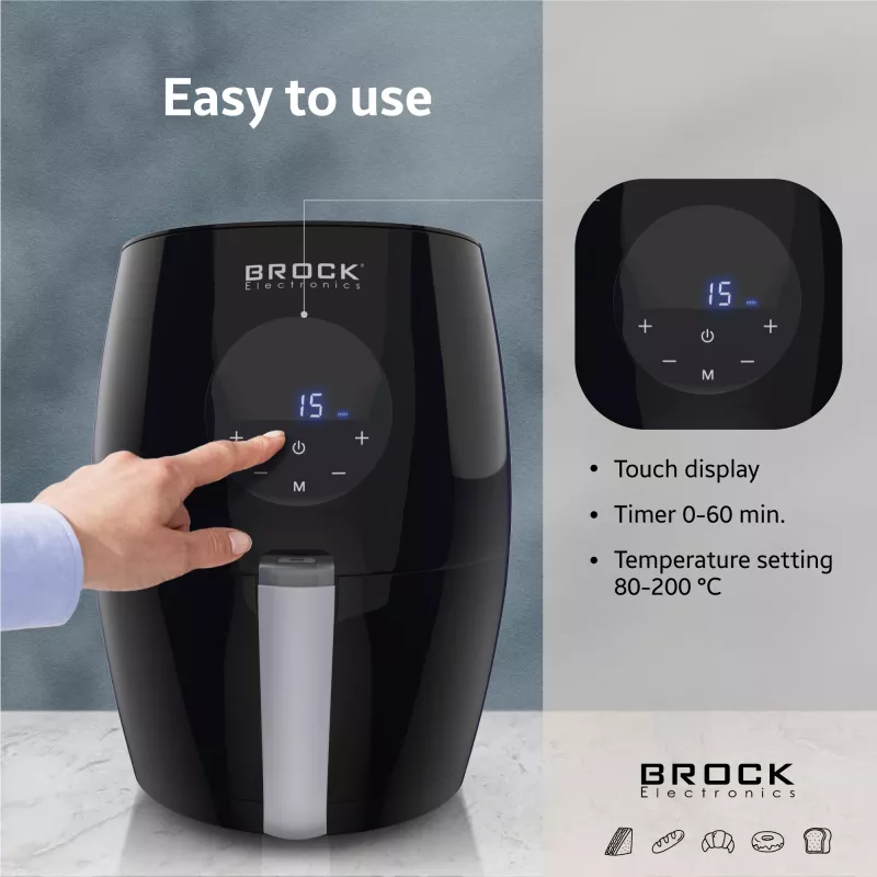 Brock AFD 3502 BK karstā gaisa friteris 3,5L 1200W melns