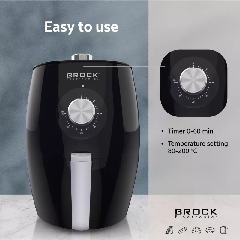 Brock AFM 3501 BK Fritēšanas gaisa friteris 3,5L 1300-1500W melns digitālais groza friteris