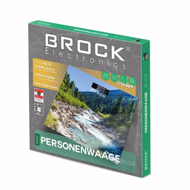 Brock BS 004 digitālie vannasistabas svari ar rūdīta stikla platformu, 180 kg ietilpība, 100 g precizitāte, automātiska ieslēgšanās/izslēgšanās, 2x AAA baterijas iekļautas