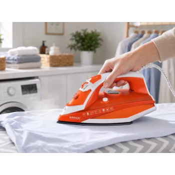 Brock BSI 5503 OR tvaika gludeklis 2600W keramikas pēdiņa oranžs