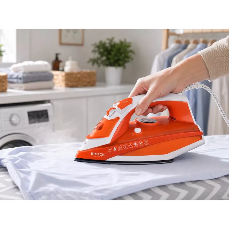 Brock BSI 5503 OR tvaika gludeklis 2600W keramikas pēdiņa oranžs