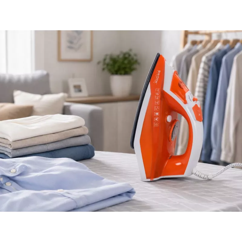 Brock BSI 5503 OR tvaika gludeklis 2600W keramikas pēdiņa oranžs