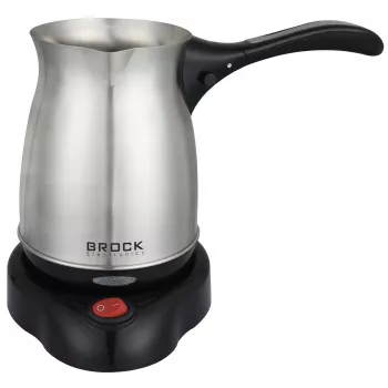 Brock ECP 105 elektriskā turku kafas vārītāja, 300 ml, 800 W, melna & nerūsējošais tērauds, 4 krūzītes, bezvadu ar 360° pamatni