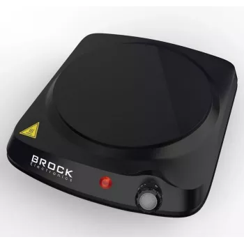 Brock HPI 3001 BK 1500W viena zonas elektriskā plītiņa ar čuguna plāksni un regulējamu termostatu, melna