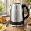 Brock WK 9903 SS elektriskā tējkanna 1,7L 2200W melna/nerūsējošais tērauds ar 360° pamatni