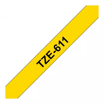 Brother P-touch TZS611 laminētā lente ar pastiprinātu saķeri 6mm, melns uz caurspīdīga, 8m