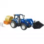BRUDER New Holland T5.120 traktors ar frontālo iekrāvēju, kravas kasti un dakšām 1:16