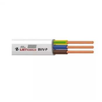 BVV-P plakanais barošanas kabelis 3x1.5 mm² balts 25 m
