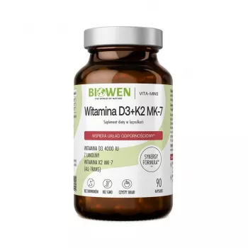 BWN BIOWEN Vitamins D3 + K2 MK-7 uztura bagātinātājs – 90 kapsulas