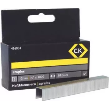 C.K Tools Type 140 cinkota tērauda skavas 12 mm kājiņa 10,6 mm galva, 1000 gab. (496004)