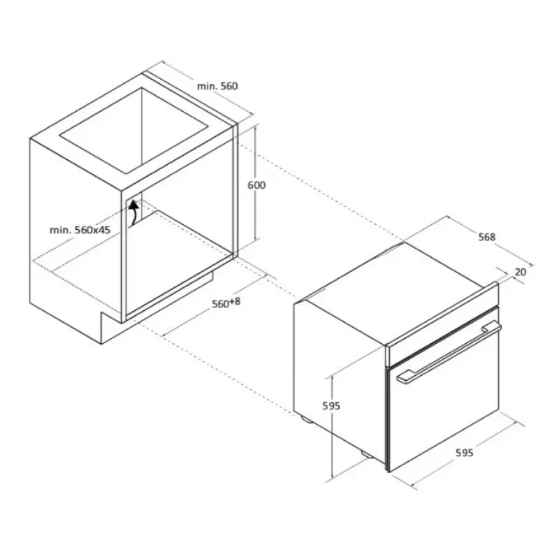 Candy CA6 NP5B3YTB iebūvējamā elektriskā cepeškrāsns, 60 cm, 78 l, melnā krāsā
