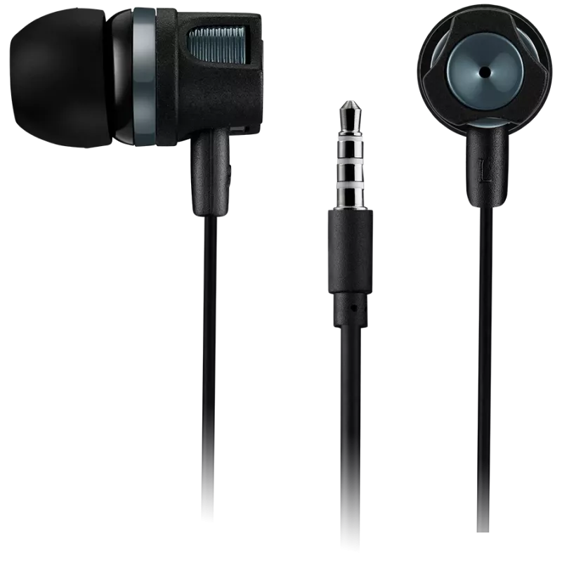 CANYON EP-3 In-Ear Headset with Microphone, 1.2m Flat Cable, Dark Grey