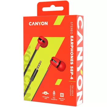 Canyon SEP-4 Stereo Earphone with Microphone 3,5 mm Red