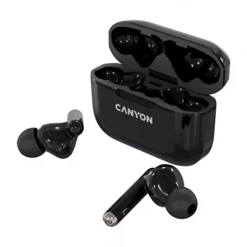 Canyon TWS-3 True Wireless Bluetooth Austiņas ar uzlādes futrāli, Melnas