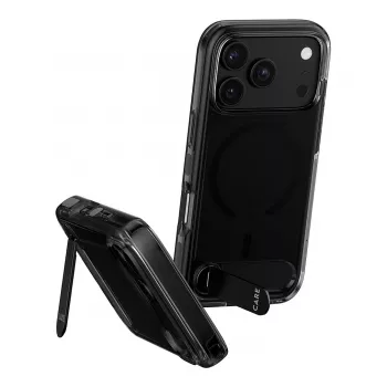 CARE by PanzerGlass Kickstand Case Smokey Black MagSafe iPhone 17 Pro maciņš
