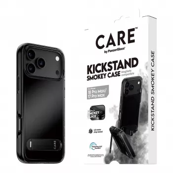 CARE by PanzerGlass Kickstand Case Smokey ar Black MagSafe iPhone 17 Pro Max