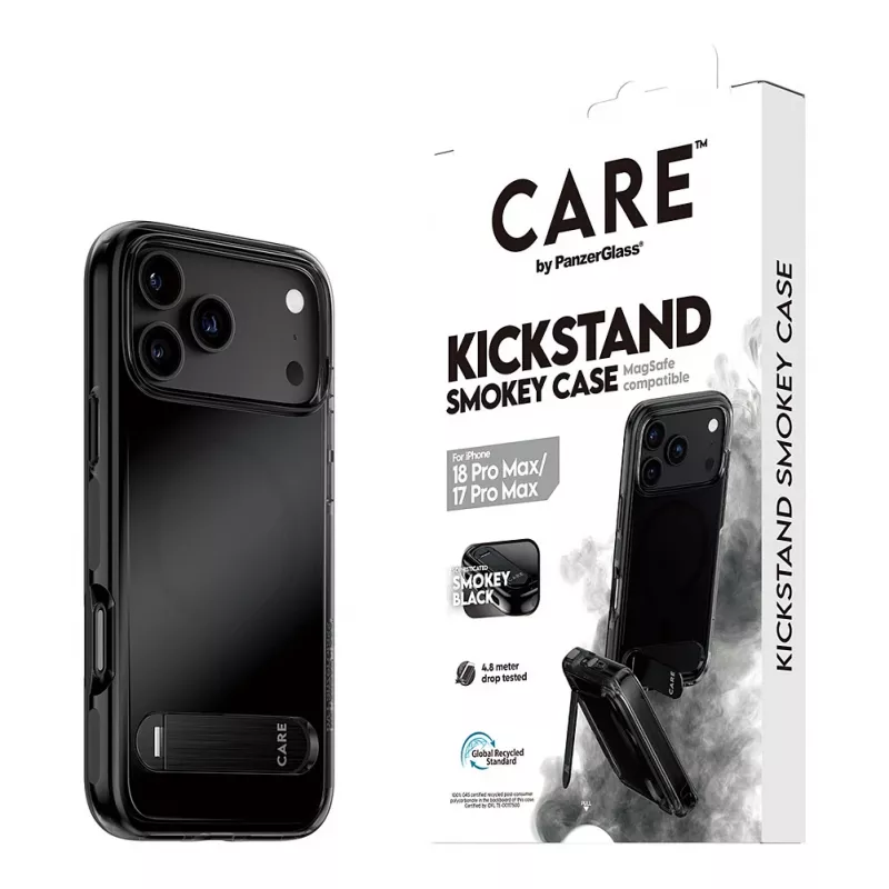 CARE by PanzerGlass Kickstand Case Smokey ar Black MagSafe iPhone 17 Pro Max
