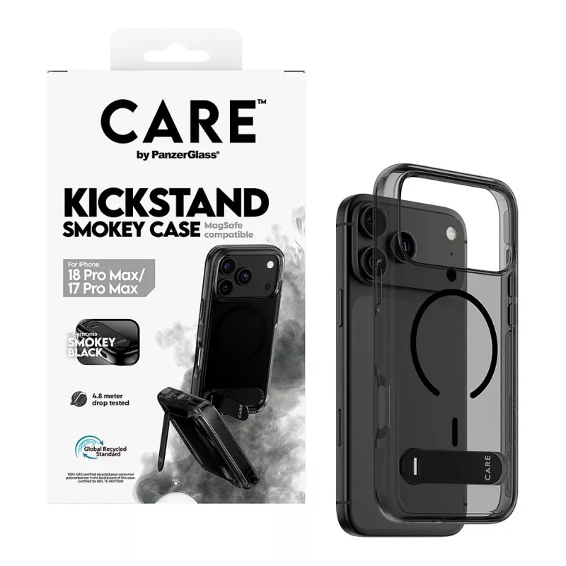 CARE by PanzerGlass Kickstand Case Smokey ar Black MagSafe iPhone 17 Pro Max